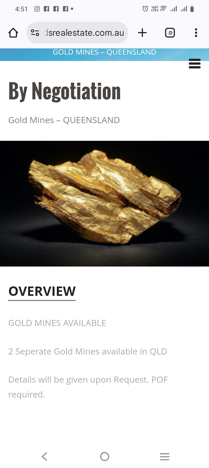 Gold mines in Australia and in the Philippines 